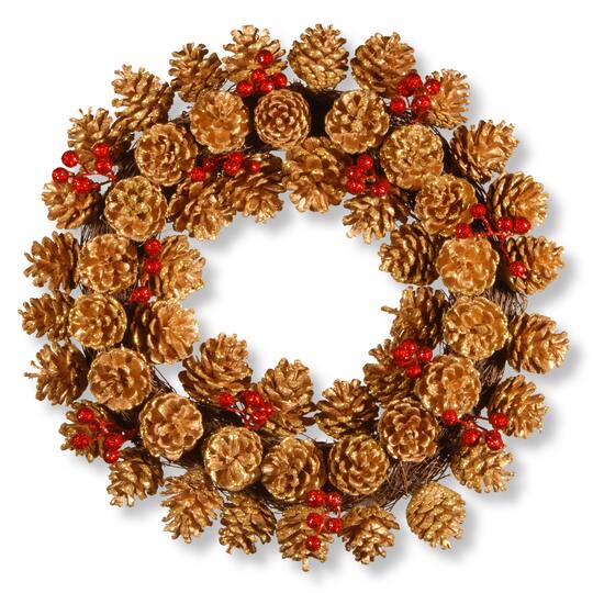 20" Glittered Pinecone Wreath